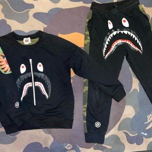 Kids Bape shark head sweatsuit